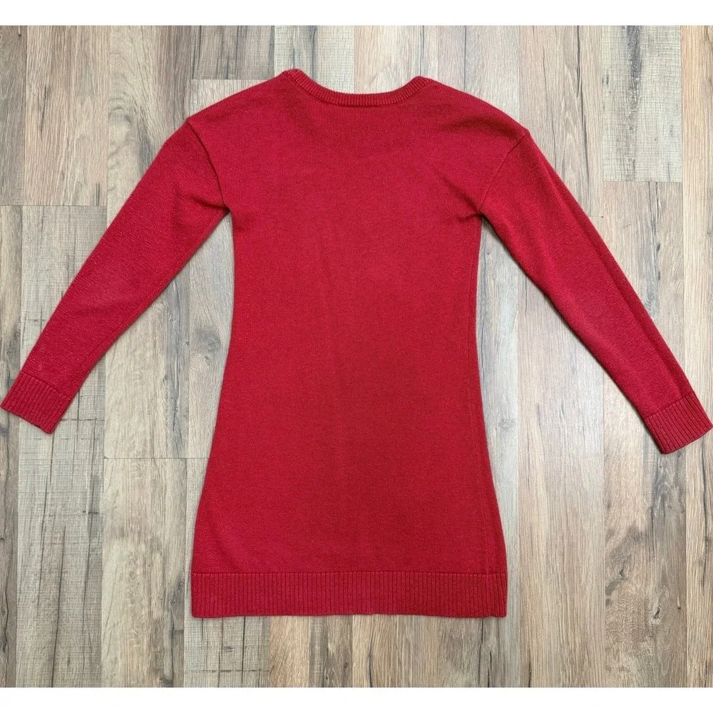 The Children's Place Girls Red Sweater Dress Hearts Sequin Knit‎ Size 5/6 - Picture 2 of 9